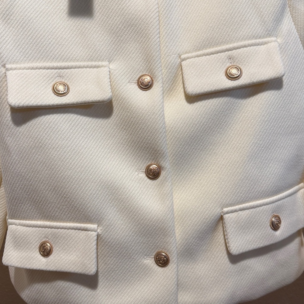 Old Money retro timeless classic Cream Button-Up Jacket gold buttons - Picture 5 of 11